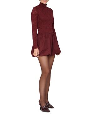 Avec Les Filles Bubble Hem Long-Sleeve Mini Dress